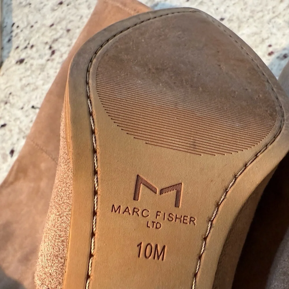 Marc Fisher Over The Knee OTK Faux Suede Tan Boots Size 10